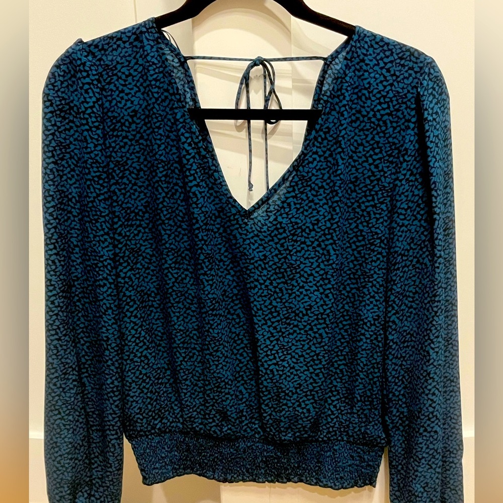 Elegant Blue Patterned Women's Top